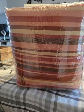 Striped King Size Comforter in Coral and Rust - Home Bedding